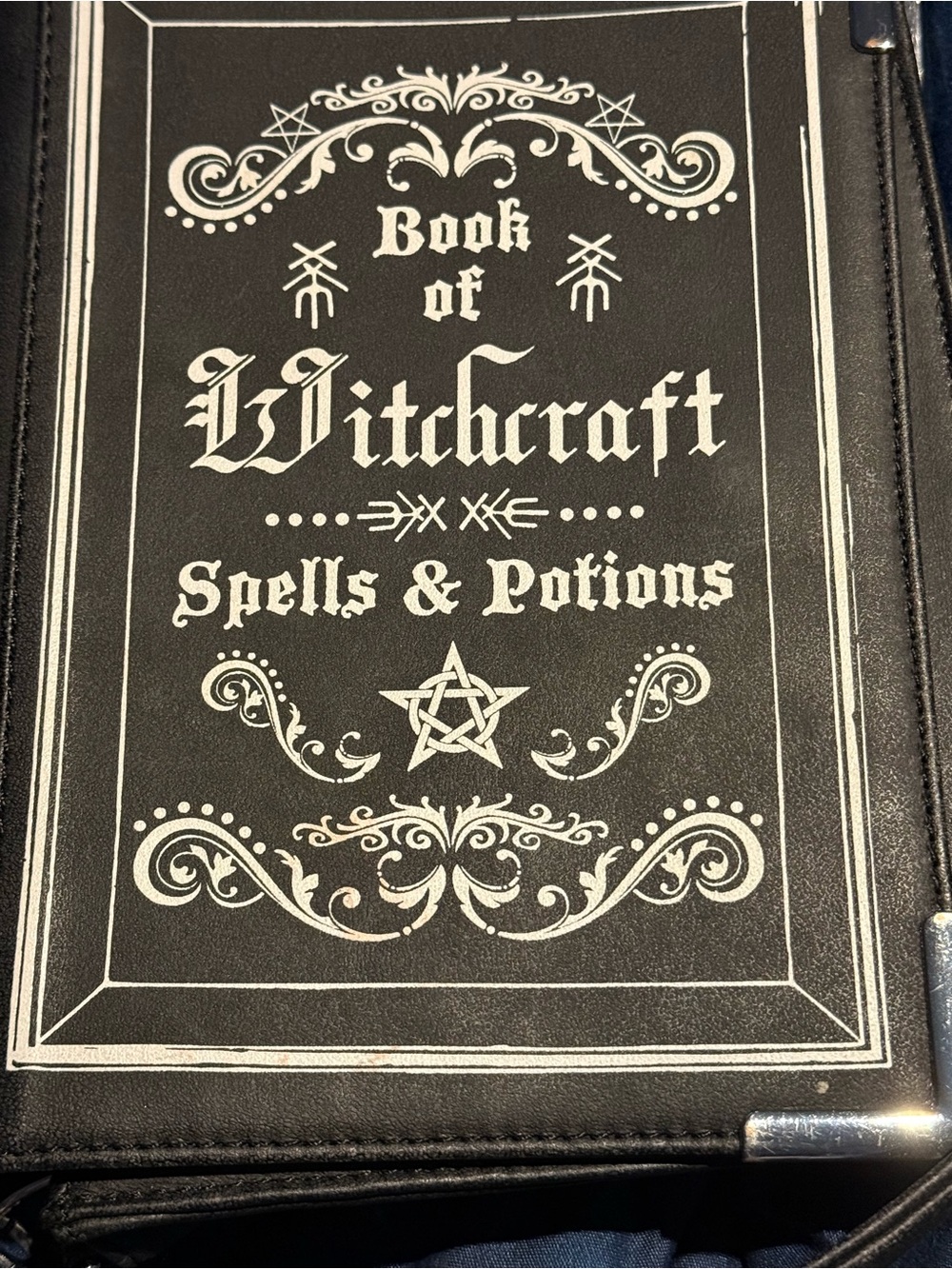 Crossbody Bag with Book of Witchcraft Spells & Potions Design